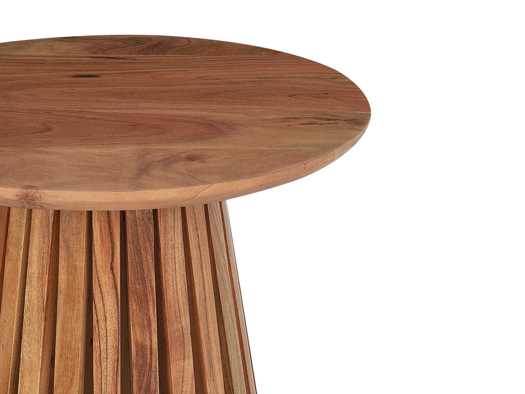 Detailed close-up of Alder Coffee Table’s natural oak veneer and smooth handcrafted edges