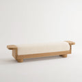 Caroline Wood Bench / Boucle Fabric