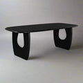 Charlotte black dining table with capsule top and curved pedestal legs