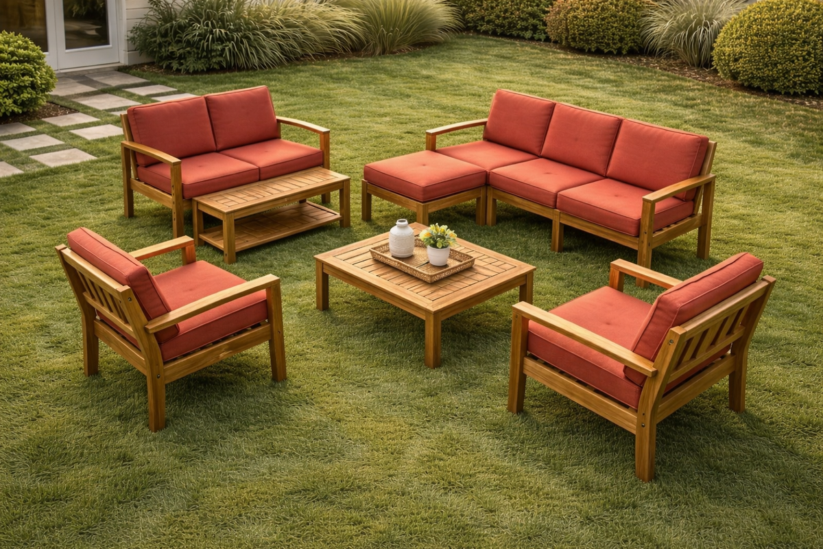 Ava Grove 7-Person Outdoor Seating / Teak Wood