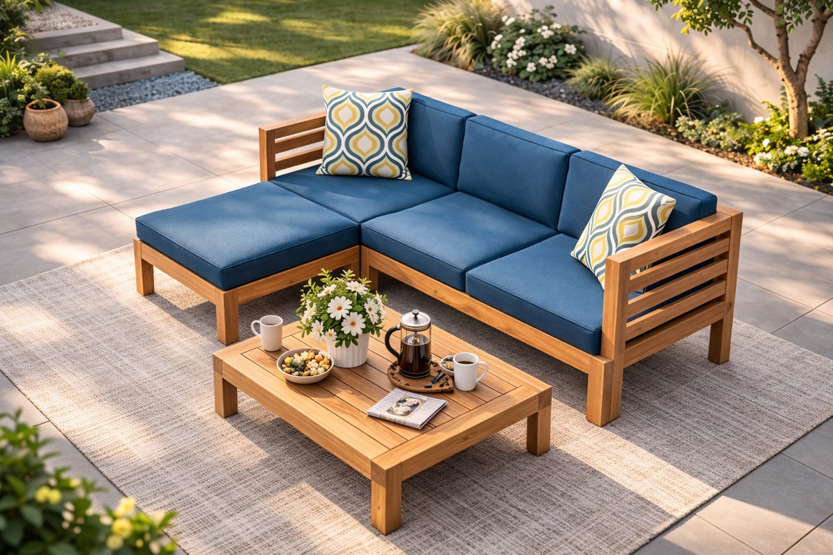 Breeze Haven 4-Person Outdoor Seating Set / Teak Wood