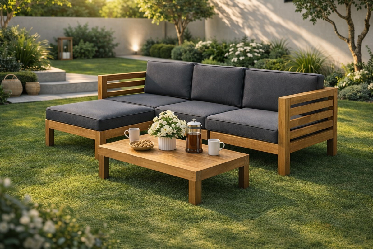 Breeze Haven 4-Person Outdoor Seating Set / Teak Wood