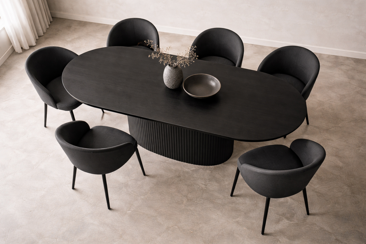Asta Black Oval Dining Table