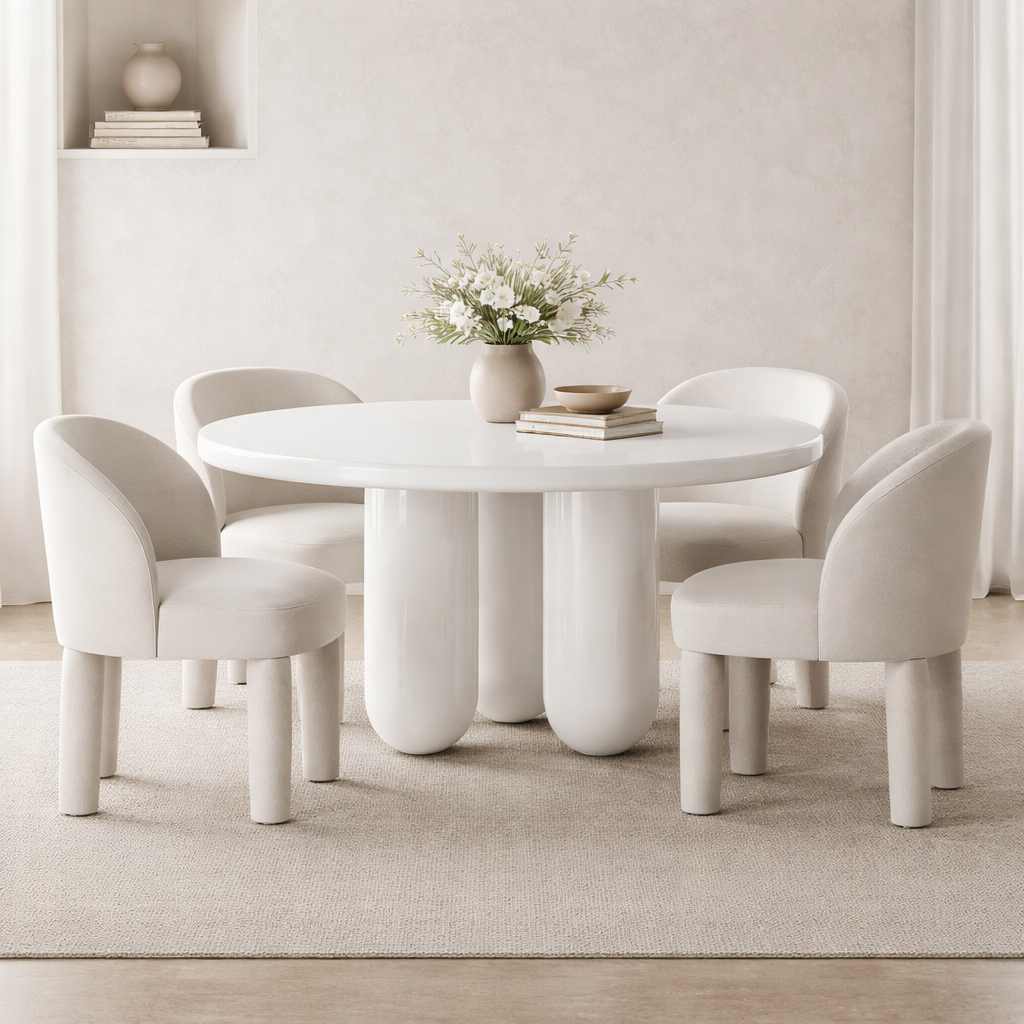 Finral Glossy Sculptural Round Dining Table