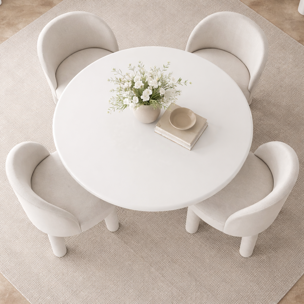Finral Glossy Sculptural Round Dining Table
