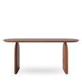 Straight-on view of Deer Oval Dining Table showcasing refined natural cherry finish and modern style