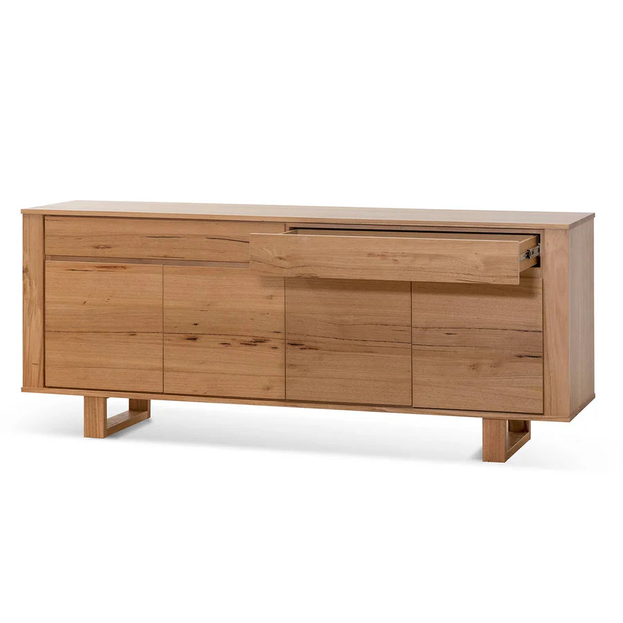 Angled view of Fuegoleon Cabinet highlighting two-door storage with sleek handle-free design