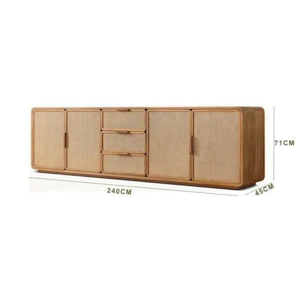 Funky Rattan Media Console Detailed Sizes.