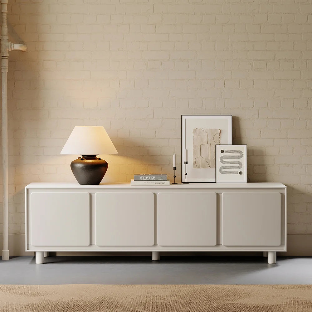 Higa Modern Media Console in a contemporary UAE living room with sleek wooden finish and ample storage