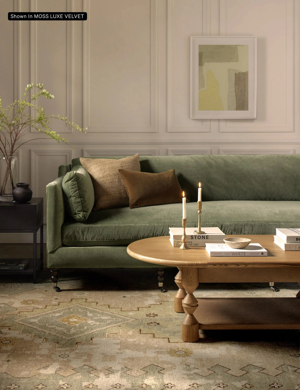 Hwan Green Sofa in a neutral UAE living room