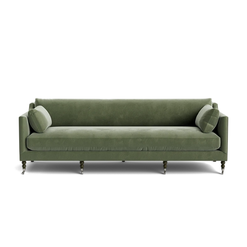 Front View shot of the Hwan Sofa showcasing its structured silhouette and deep seat cushions