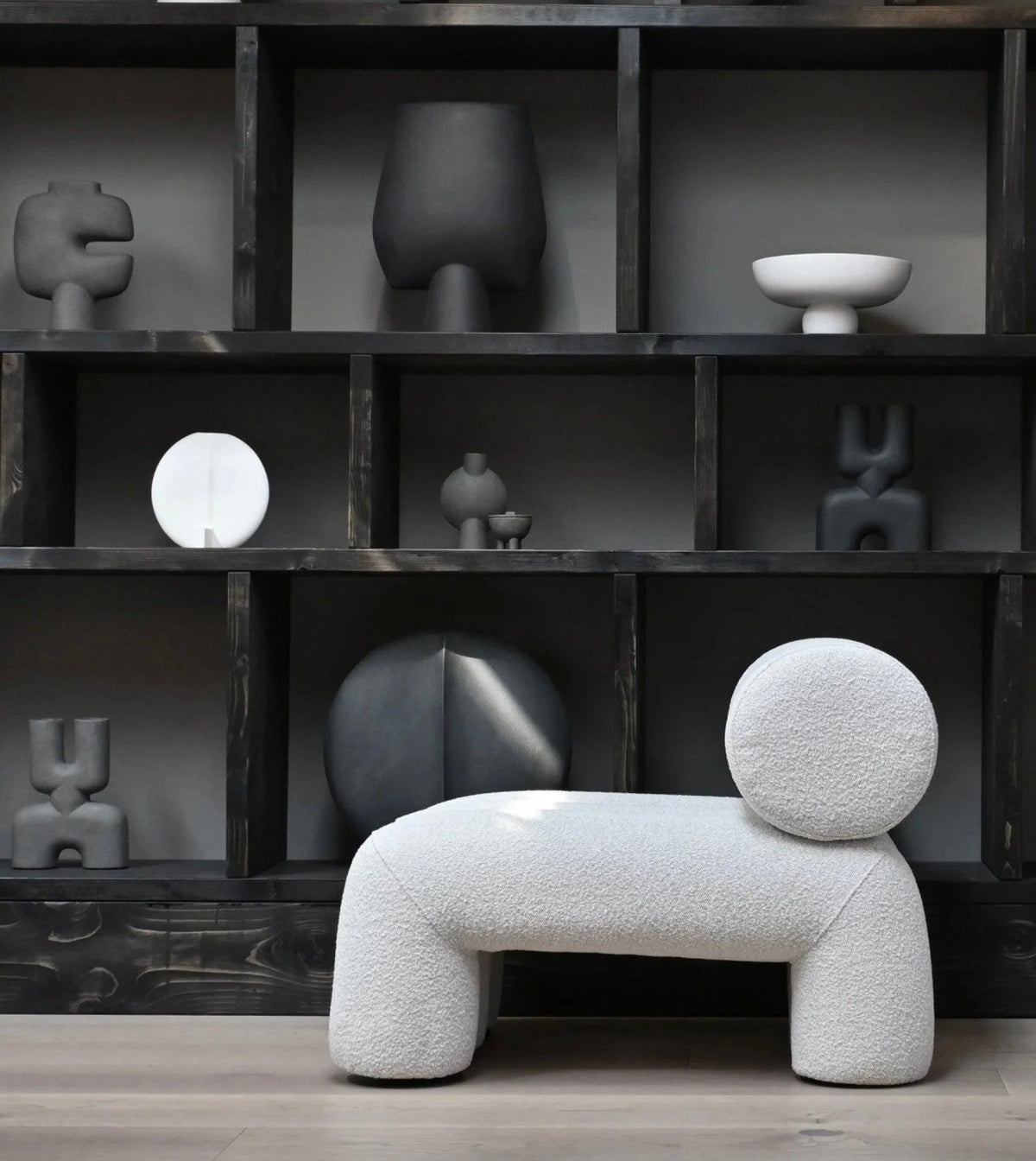 Boucle White Armless Chair