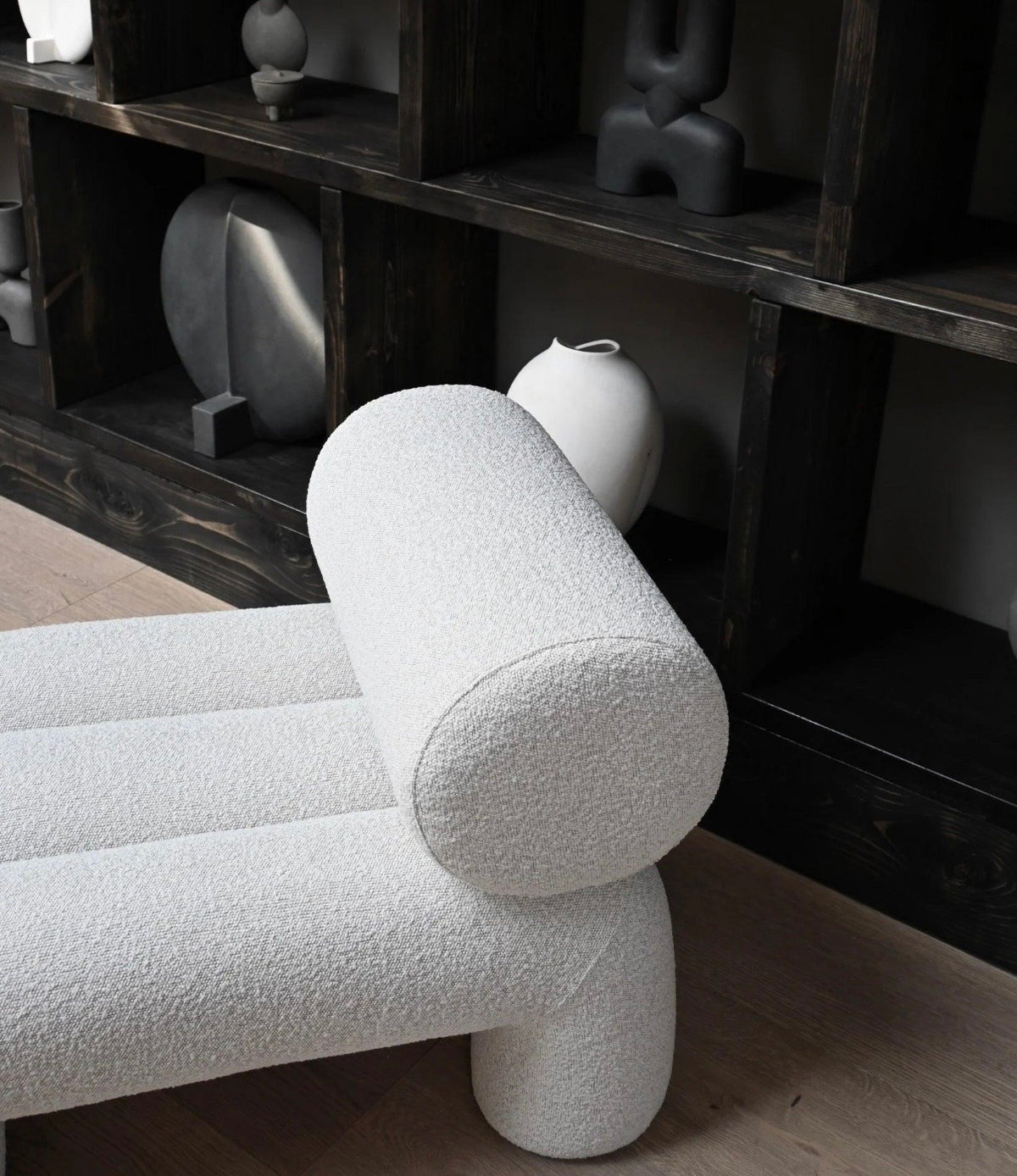 Boucle White Armless Chair