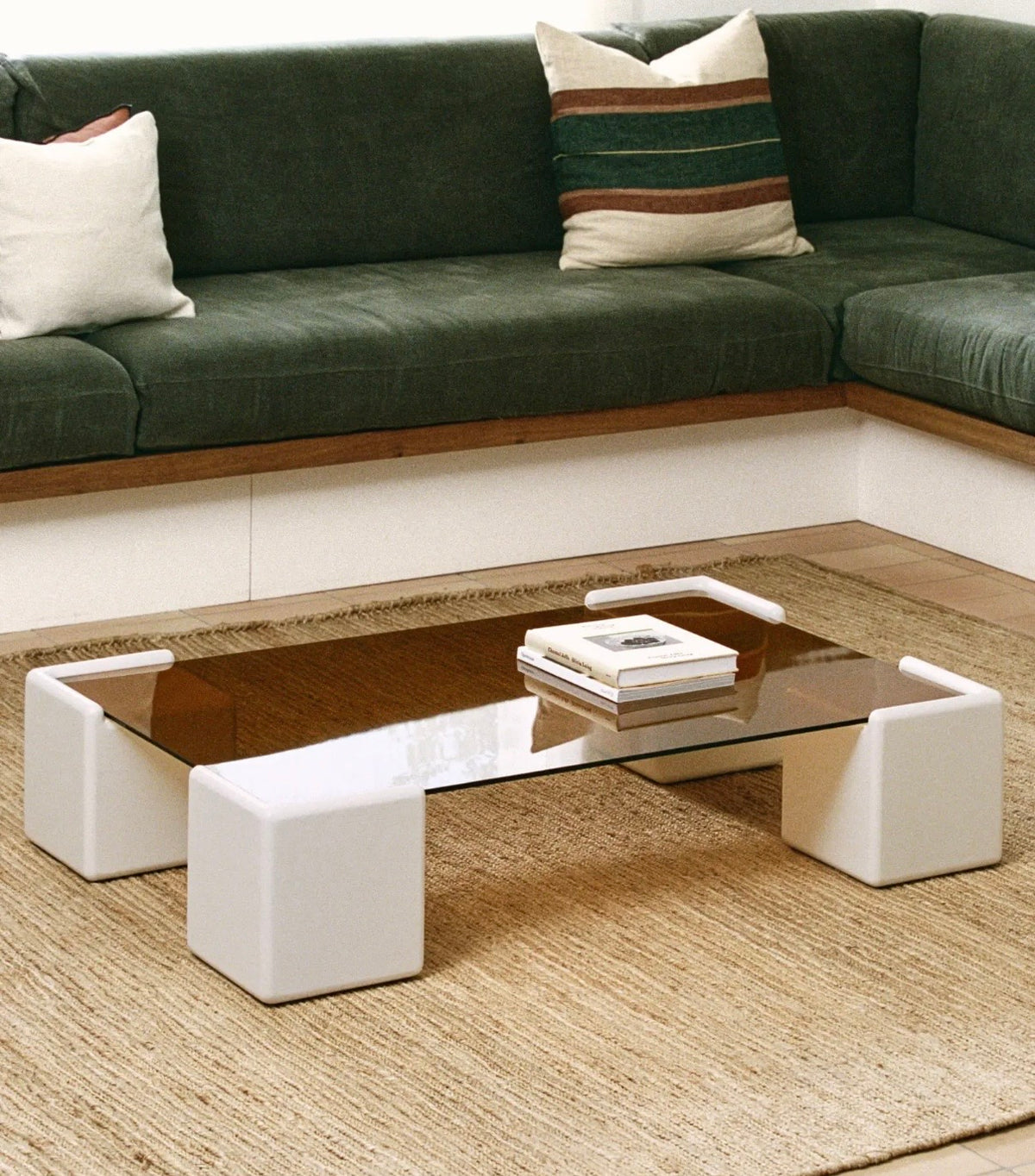 Glass Upholi Coffee Table