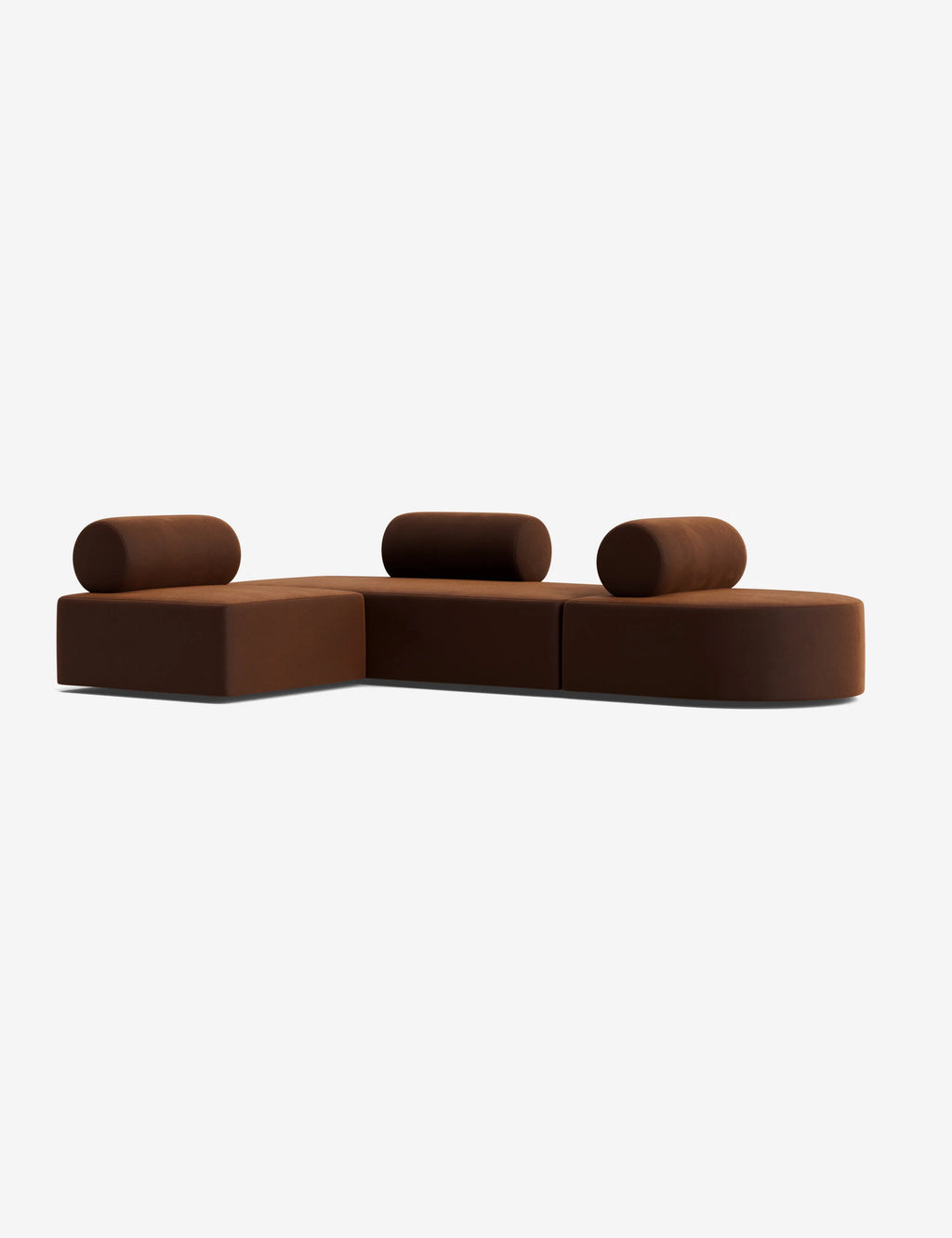 Angled view of the Jinwoo brown Sofa highlighting its deep cushions and clean-lined silhouette