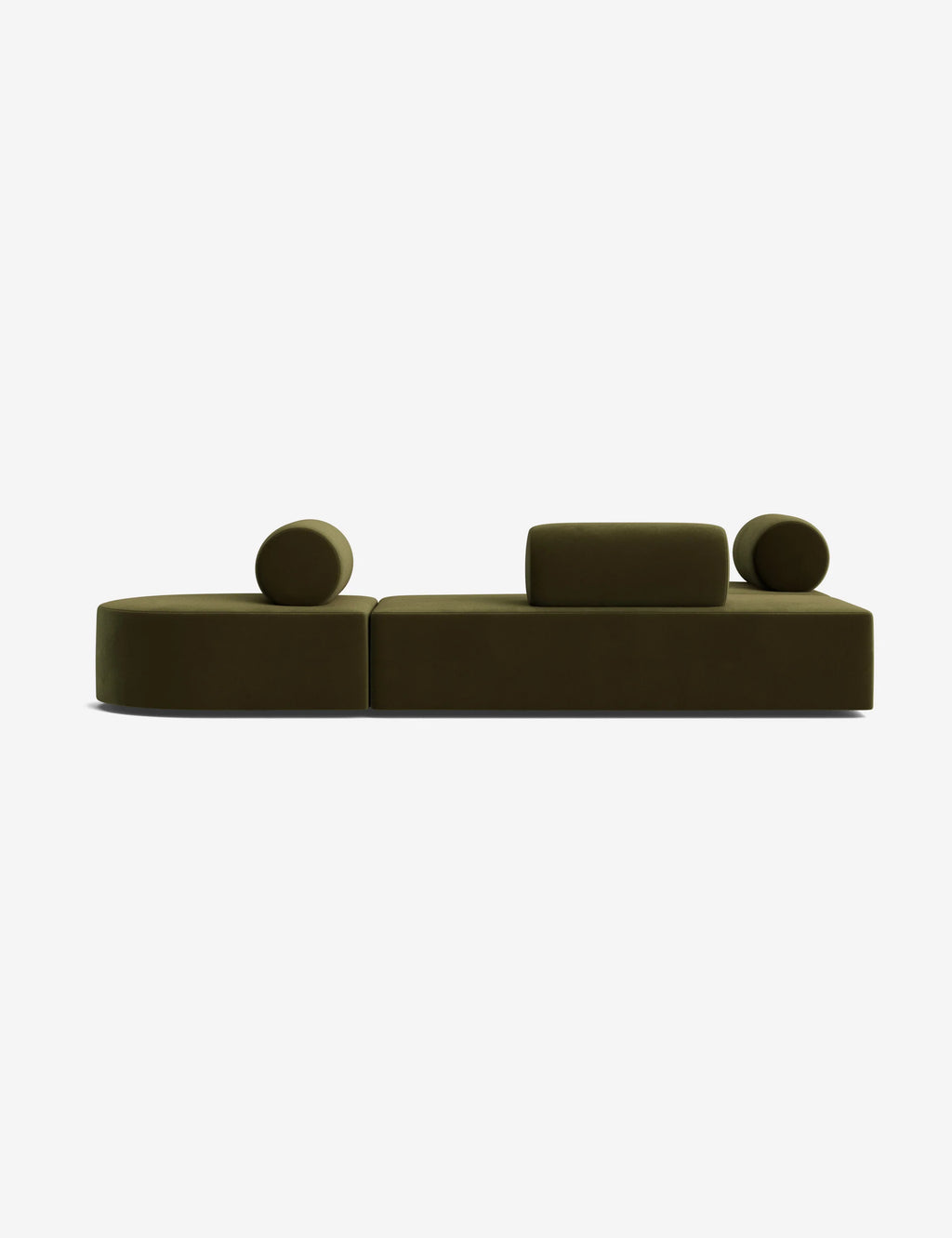 Back view angle of Jinwoo Sofa revealing balanced seat proportions and layered cushion arrangement