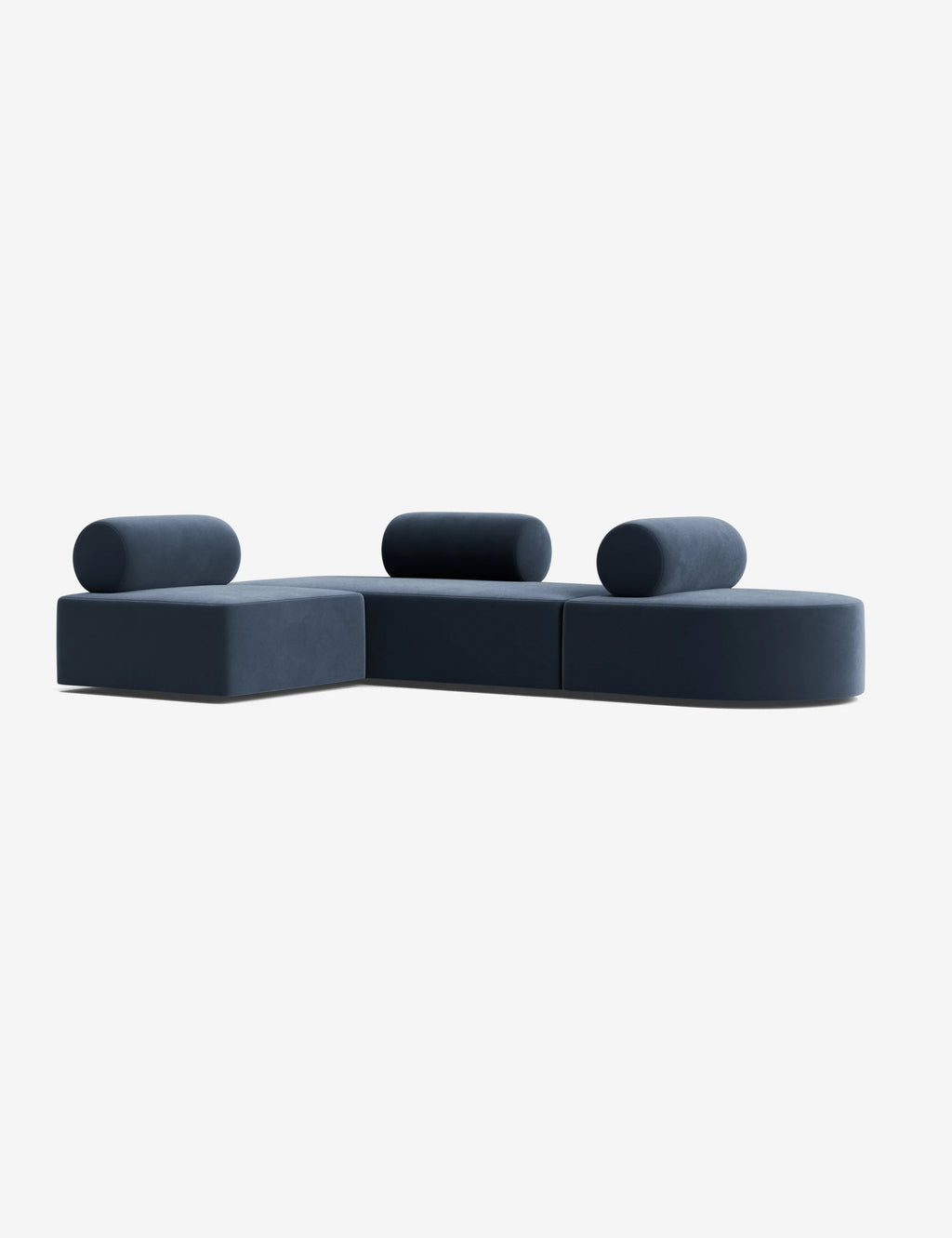 Front view of the Jinwoo blue Sofa highlighting its deep cushions and clean-lined silhouette