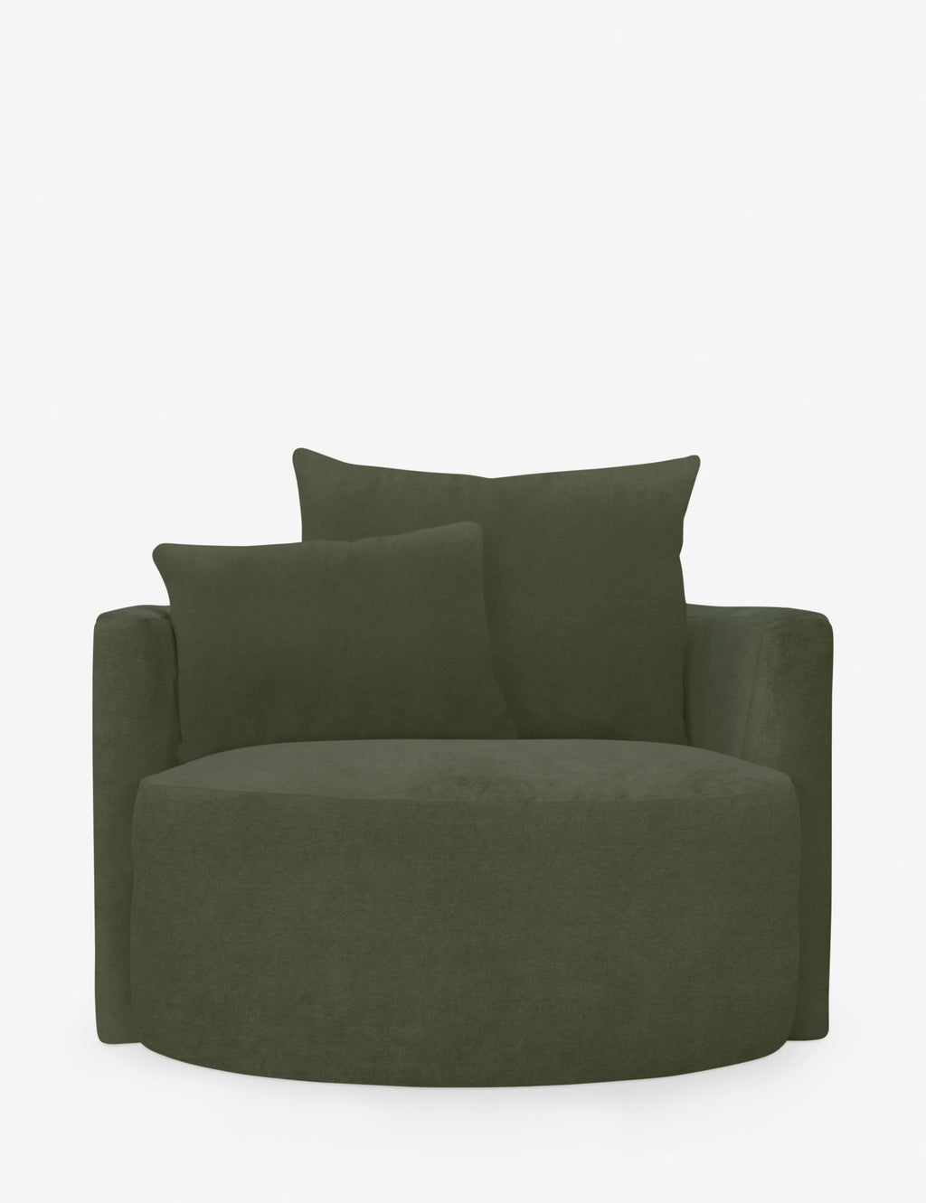 Top-down view of Jong green Lounge Chair revealing spacious cushioned seat and ergonomic design