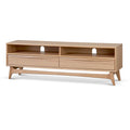 Side view of Klaus TV Console with slim legs and low-profile structure for contemporary interiors