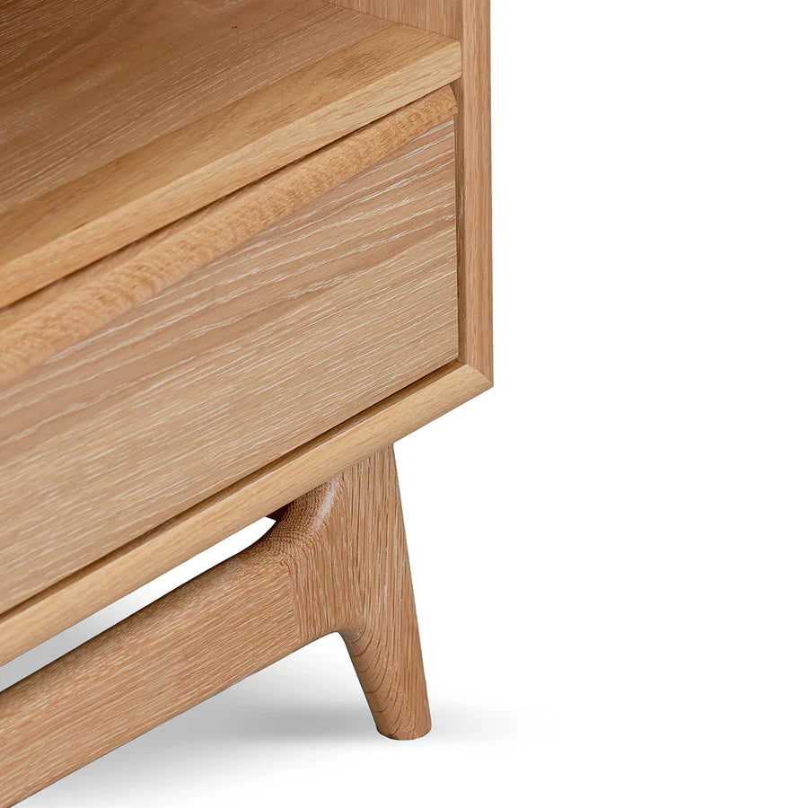 Detailed close-up of Klaus TV Console’s rich wood texture 