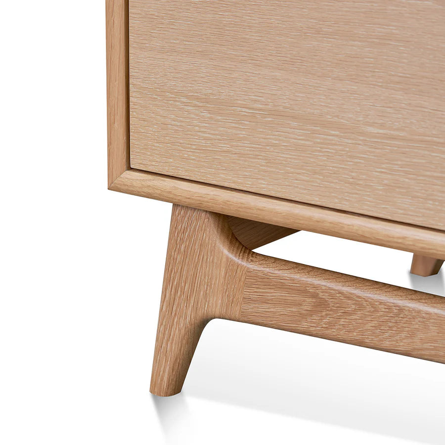 Detailed close-up of Klaus TV Console’s frame rich wood texture 
