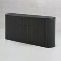 Meta black fluted sideboard with modern matte PU finish, Front view