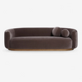 Straight-on image of the Mills Sofa emphasizing its modern silhouette and soft cushioning