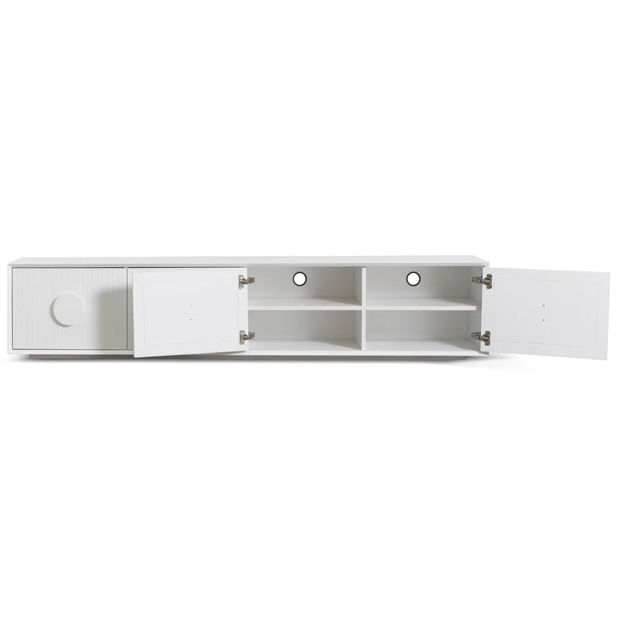 Top-down view of Mimosa Storage Cabinet revealing spacious top display area and internal shelving