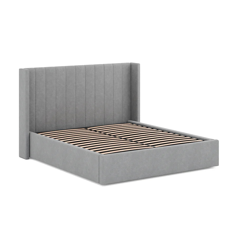 verhead angle of Mortimer Bed highlighting spacious sleeping area and wide upholstered border