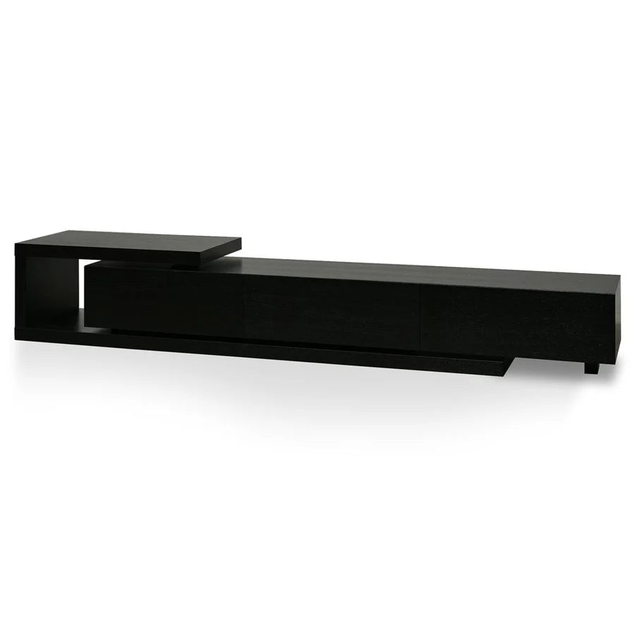 Side view of Natsuki TV Cabinet featuring slim black legs
