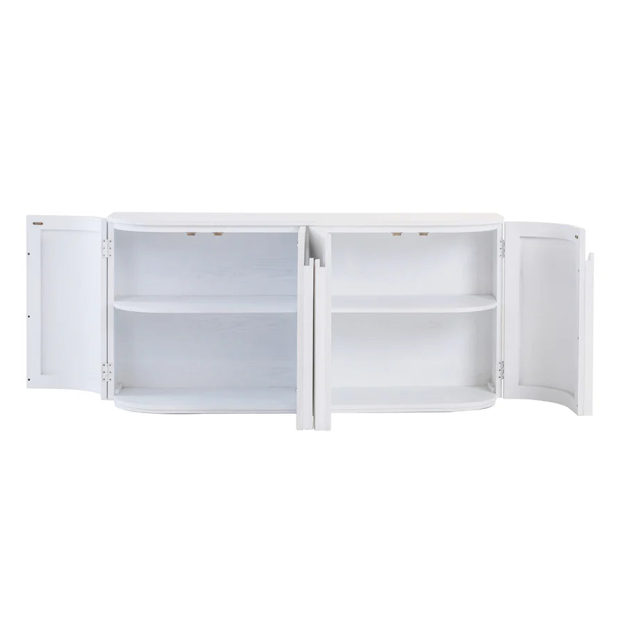 Front view of Nezha Sideboard highlighting Four-door sideboard with white matte finish
