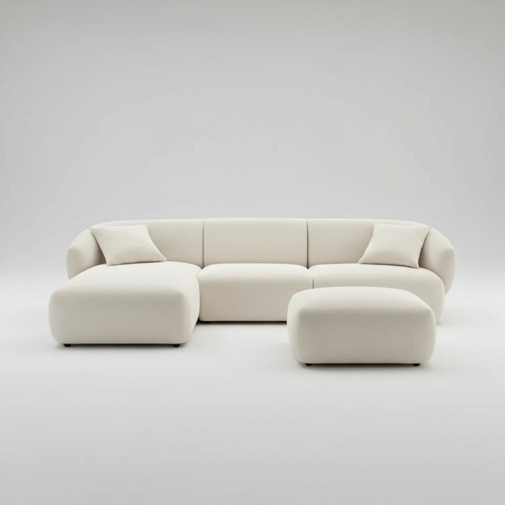 Straight-on image of Novaro Modular Sofa emphasizing symmetrical proportions and plush comfort