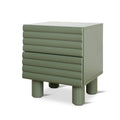Side view of Orlando Bedside Table with raised wooden legs and compact rectangular shape