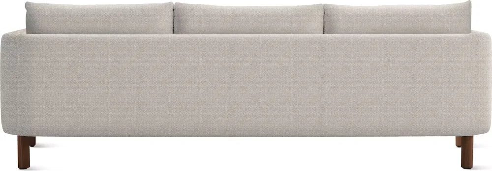 Back-View of Serano Sofa’s smooth fabric upholstery and precise stitching lines