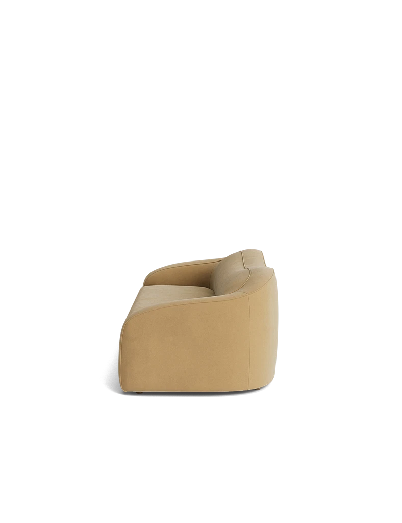 Angled view of Shigeo Sofa showing sculptural backrest