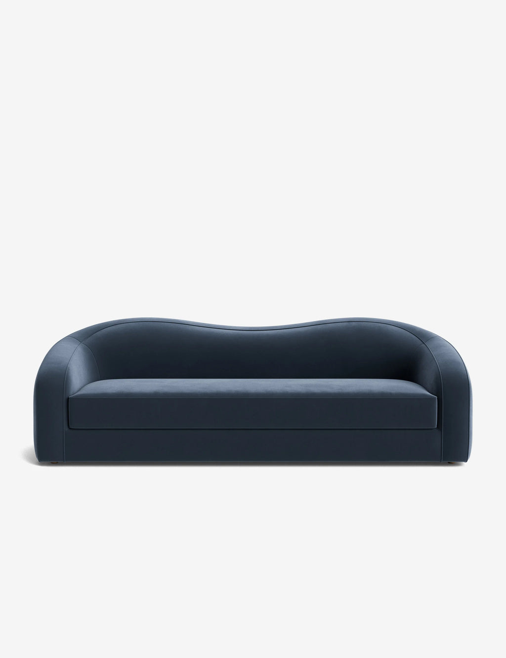 Shigeo Curved Modern Sofa in blue color with soft neutral tones and curved silhouette