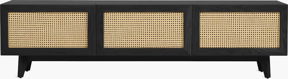 Straight-on image of Sierra Media Unit emphasizing ribbed design and two-tone modern finish