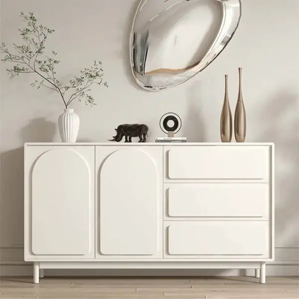 Skuld sideboard cabinet in warm cream with solid wood legs