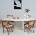 Vebis white Organic shape Dining Table in modern dining room setup with dining chairs, illustrating scale and style