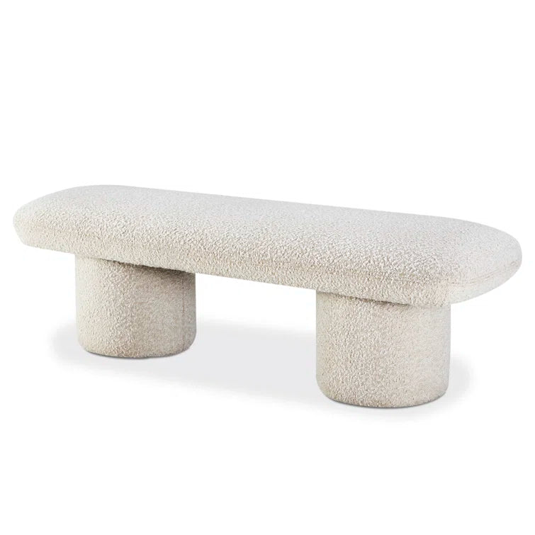 Victoria Bench | White Boucle Fabric