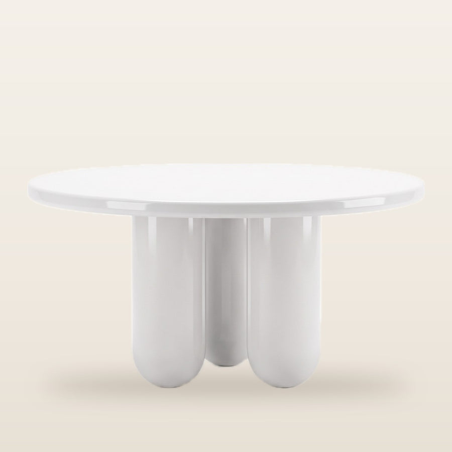 Finral Glossy Sculptural Round Dining Table