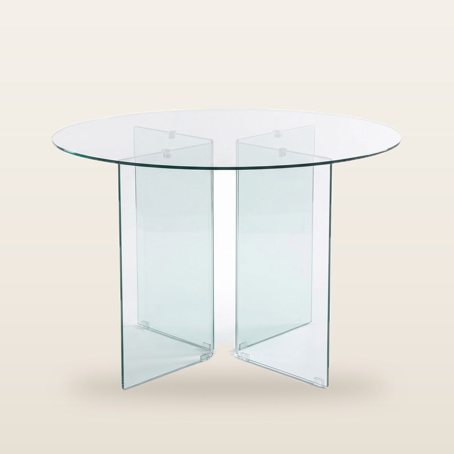 Round Clear Glass Dining Table
