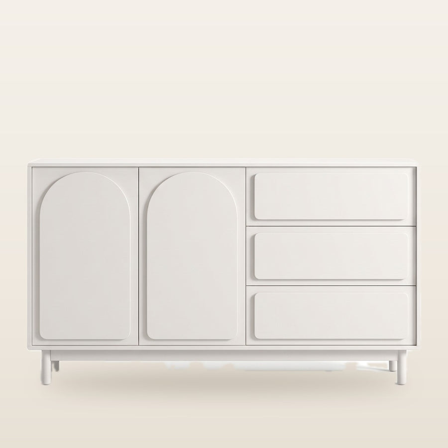 Skuld sideboard cabinet in warm cream with solid wood legs