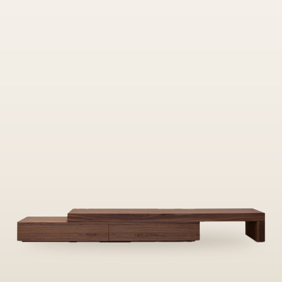 Slide Extendable Walnut Tv Stand