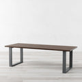 Julius dining table with rectangular dark wood veneer top and solid wood U-legs