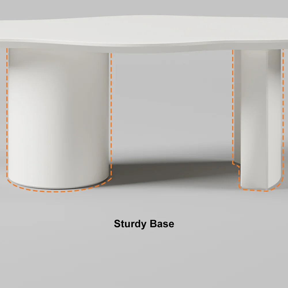 Legia dining table in white with organic top and sculptural base sturdy base