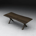 Neolle Silva dining table with rectangular top and sculpted X-leg base top side view