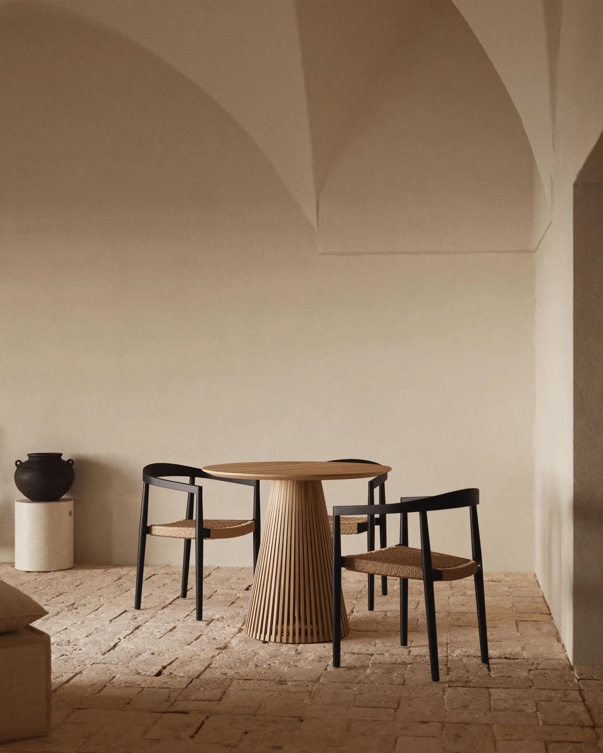 Round Ashly Solid Beech Wood Table