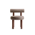 CS2 Velvet Dining Chair in stone grey velvet – front view showcasing full details