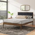 Bramwell upholstered bed with tall headboard in neutral fabric